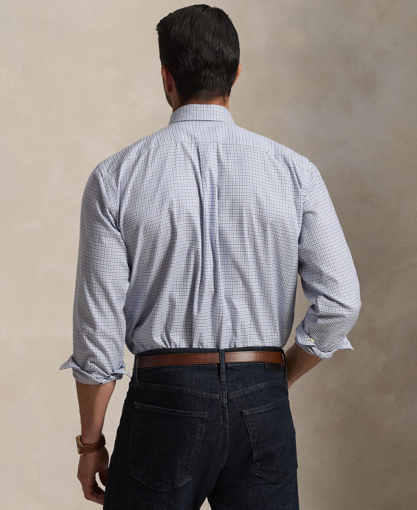 Мужская рубашка Polo Ralph Lauren Big & Tall Stripe Soft Cotton, цвет: Белый синий разноцветный — фото 4
