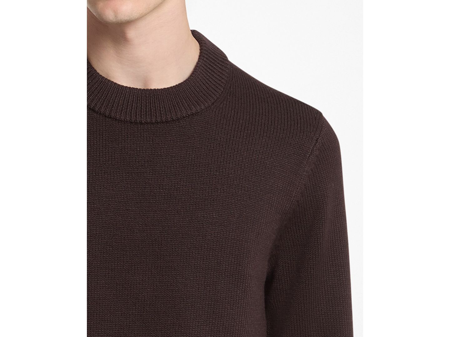 Мужской свитер Michael Kors Ribbed Merino Wool Crewneck, цвет: Шоколадный — фото 2