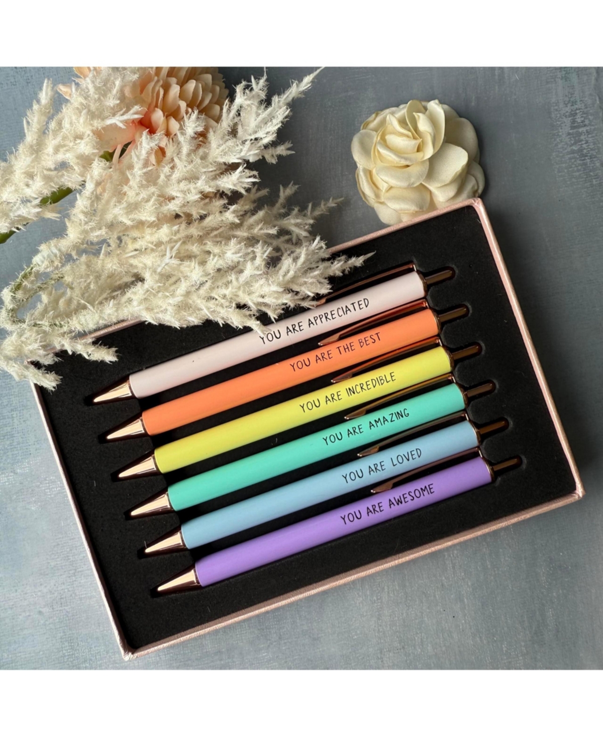 Danrong 3pk Refillable Ballpoint Pen Set Pastel Gift Box Appreciation Gift For Women