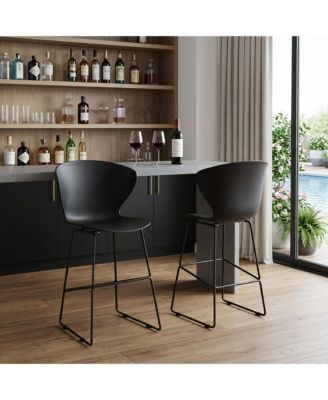 Set of 2 30" Heavy Duty Plastic and Metal Low Back Bar Height Bar Chairs