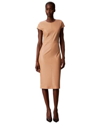 Women's Cap-Sleeve Sheath Midi Dress