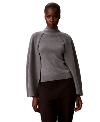 Women's Sleeveless Mock Neck Cape Top