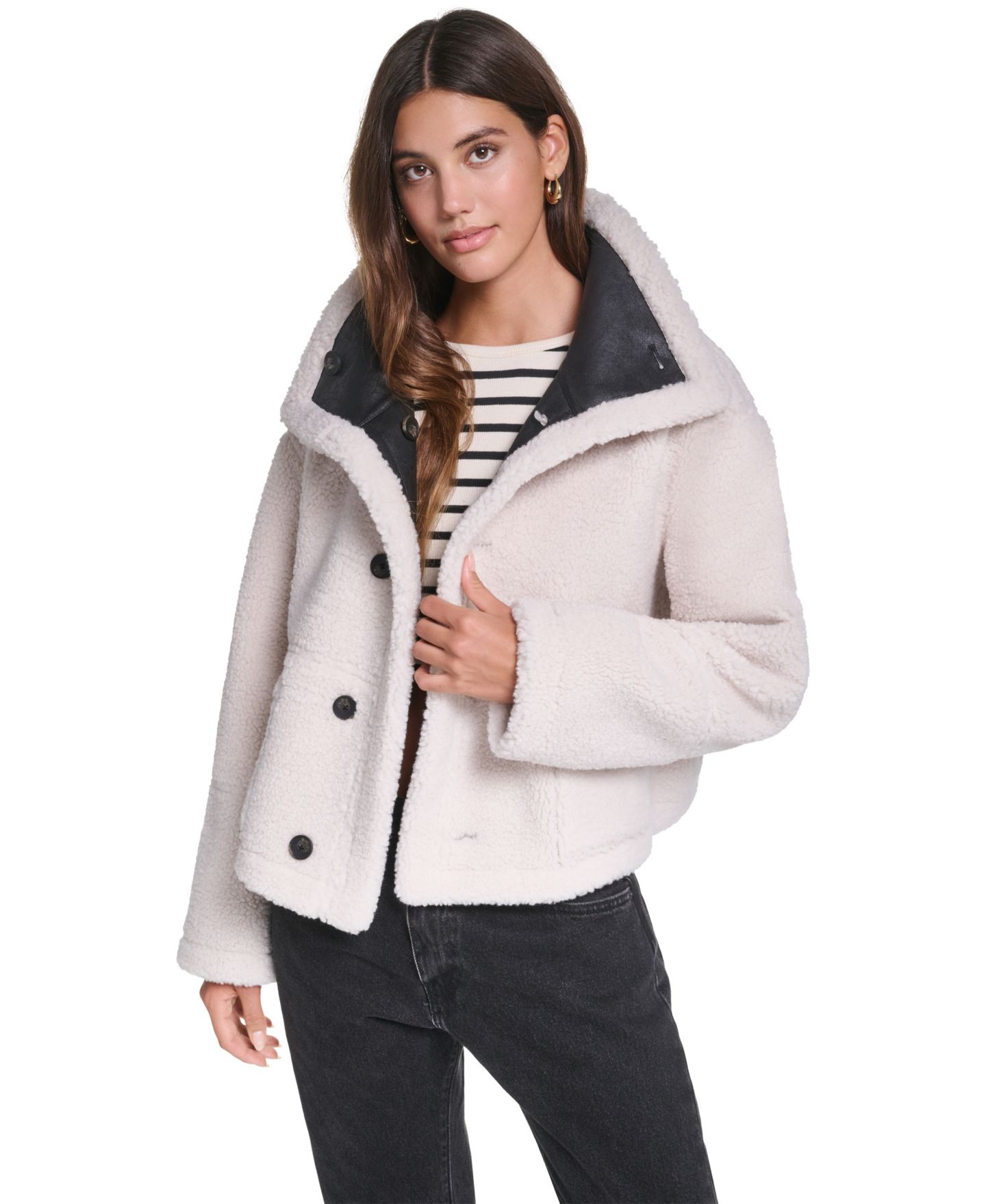 Женская куртка Levi's Reversible Faux Shearling, цвет: Берёзовый чёрный — фото 4