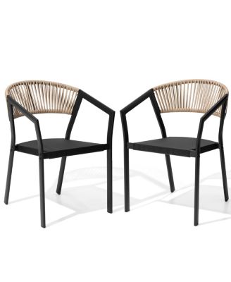 Outdoor Patio All-weather Aluminum Wicker Stackable Dining Chairs