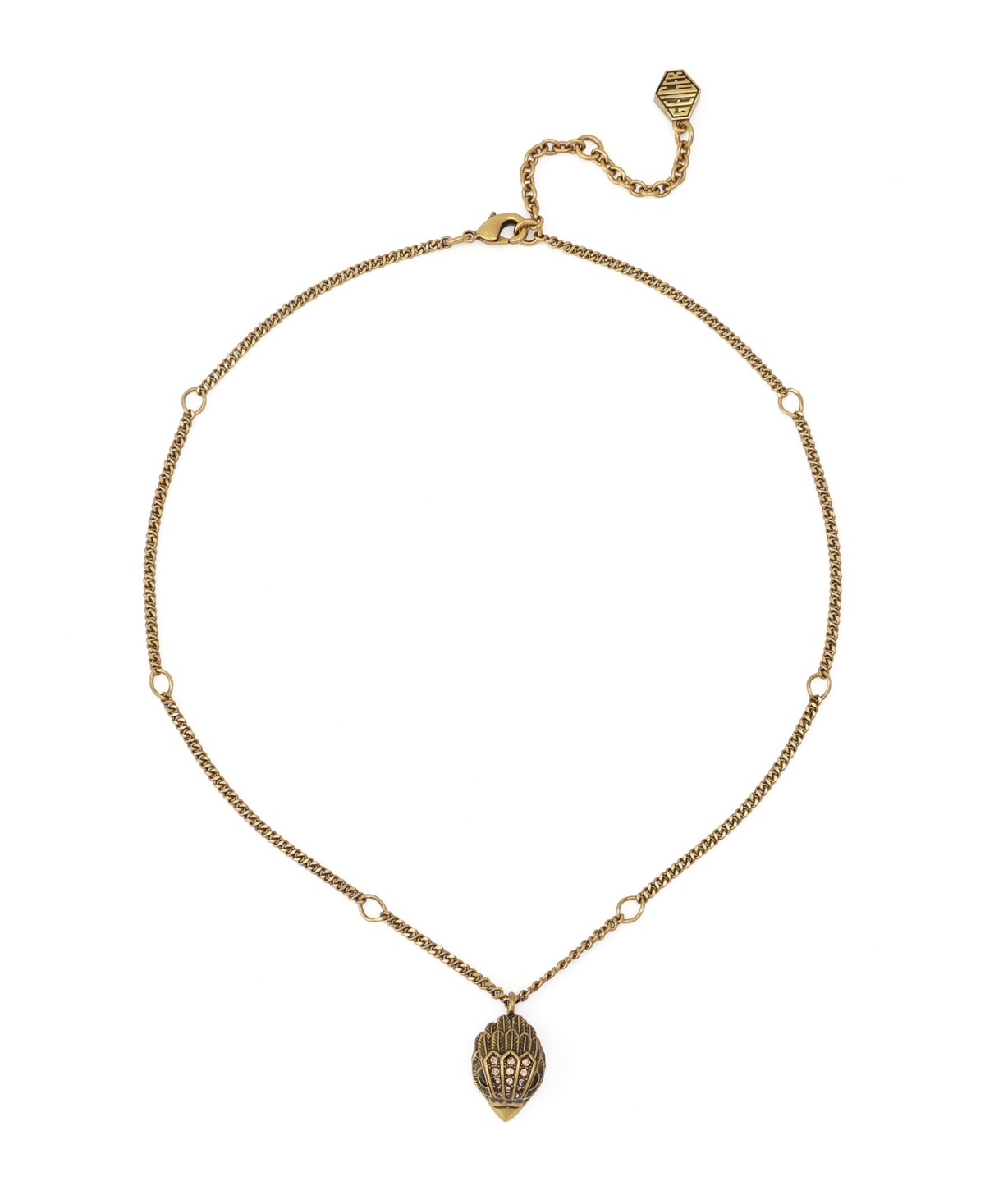 Michael Michael Kors Adjustable Glass Crystal Signature Eagle Pendant Necklace - Antique Gold