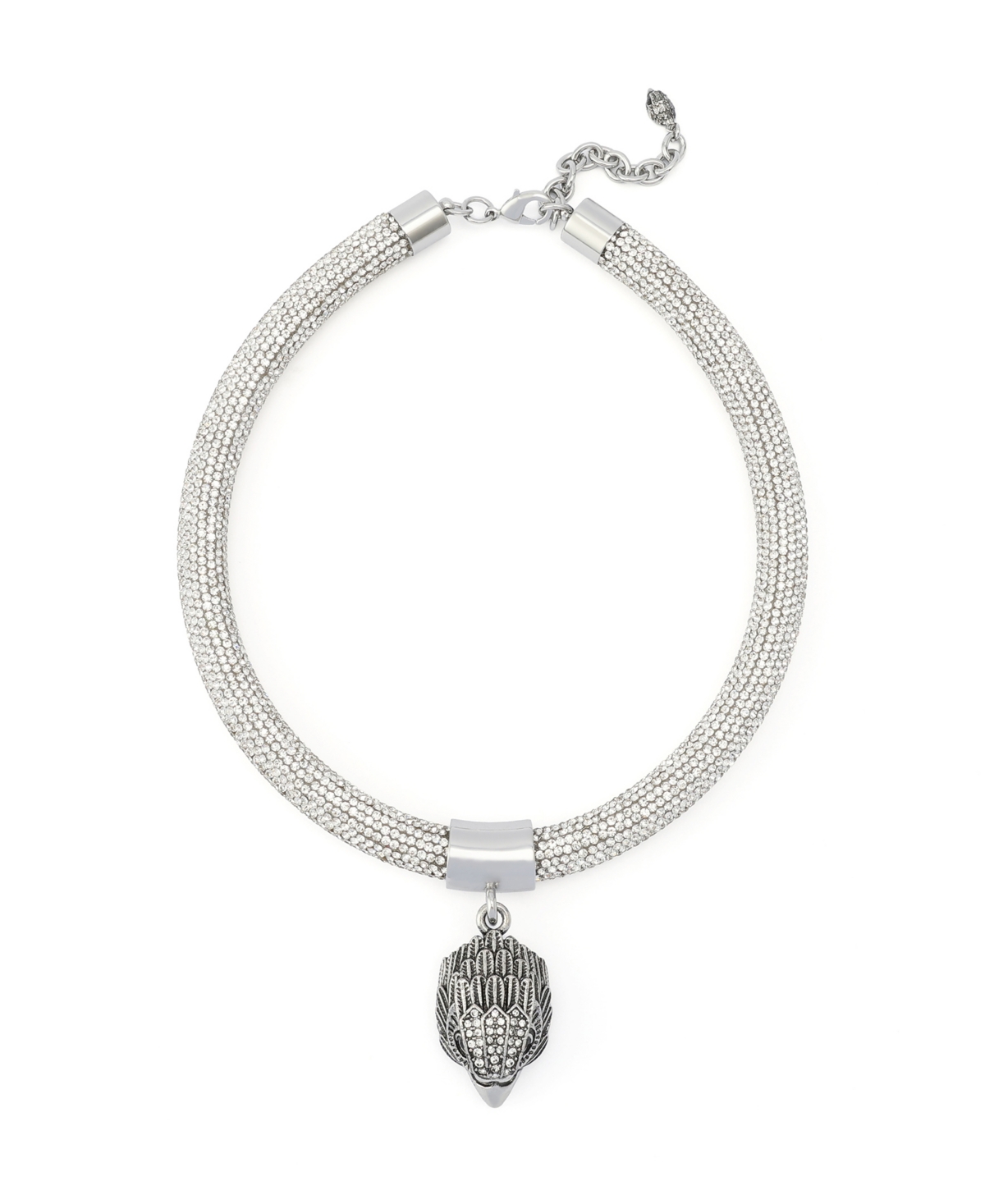Robert Lee Morris Soho Silver-Tone Glass Crystal Rope Collar Signature Eagle Necklace