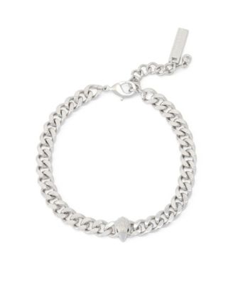 Silver-Tone Glass Crystal Signature Eagle Curb-Chain Adjustable Bracelet