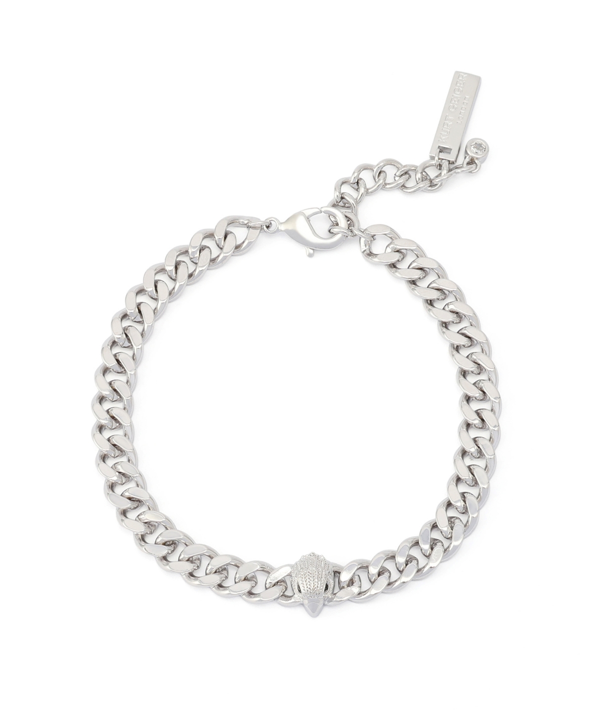 Robert Lee Morris Soho Silver-Tone Glass Crystal Signature Eagle Curb-Chain Adjustable Bracelet - Rhodium