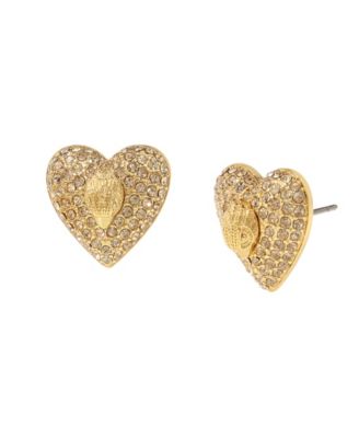Crystal Gold-Tone Heart Signature Eagle Stud Earrings
