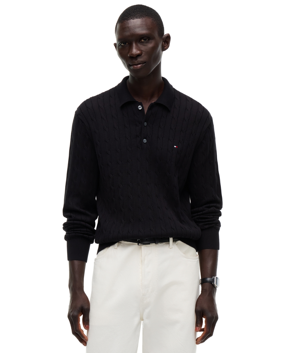 Tommy Hilfiger Men's Classic Cable-Knit Regular-Fit Polo Shirt