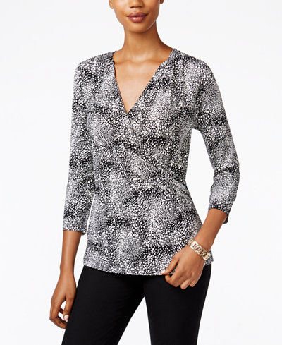 Charter Club Printed Crossover Top, Only at Macy's