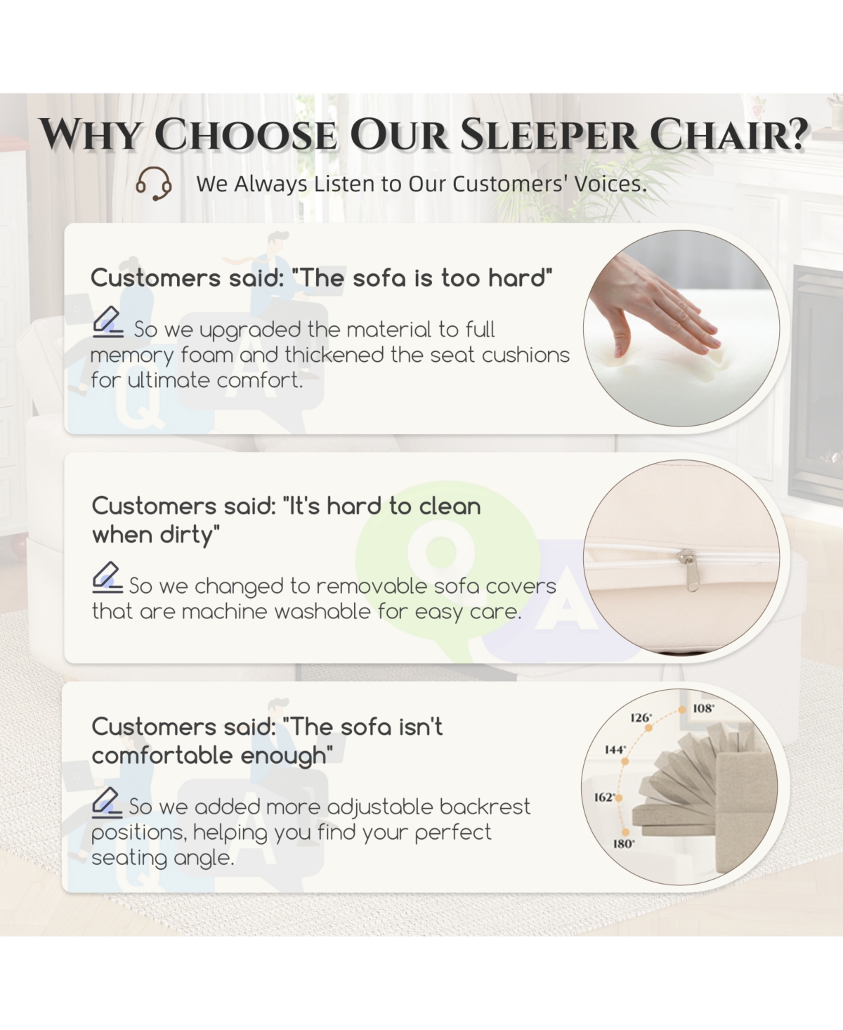 Aecojoy 31.5" Sleeper Chair, Convertible Chair Bed for Adults, 3-in-1 Pull Out Sofa