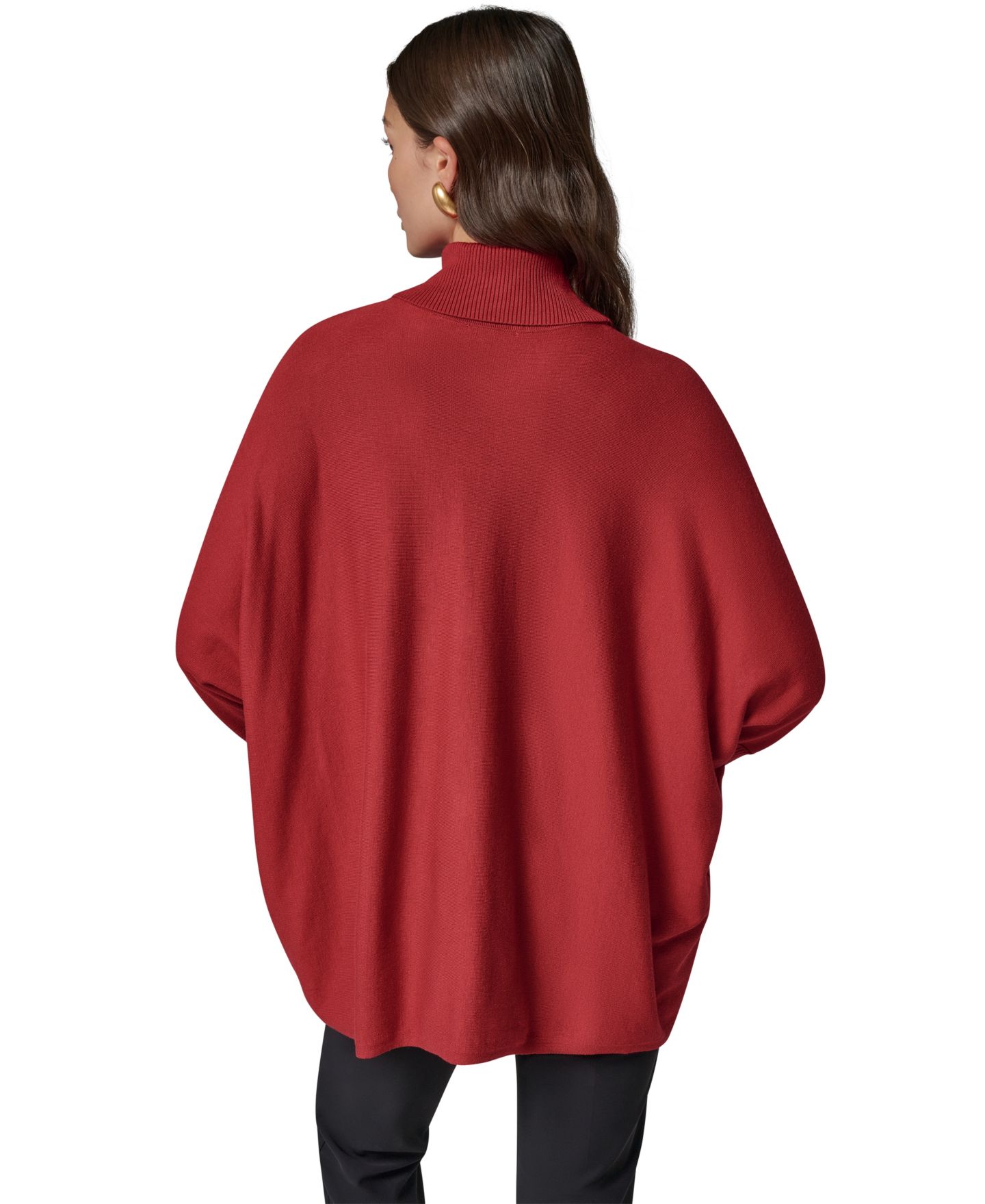 Женское пончо Donna Karan New York с высоким воротом и длинным рукавом, Petite, цвет: Красный бархатный — фото 4