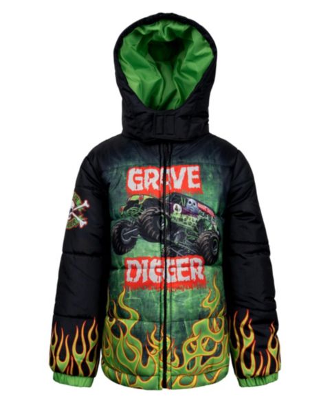 Куртка Monster Jam Hooded Puffer Jacket для мальчиков, цвет: Зелёный