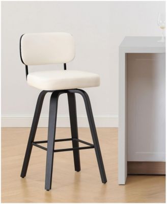  26" Mid-Century Swivel Counter Height Bar Stools, Faux Leather Kitchen Stools