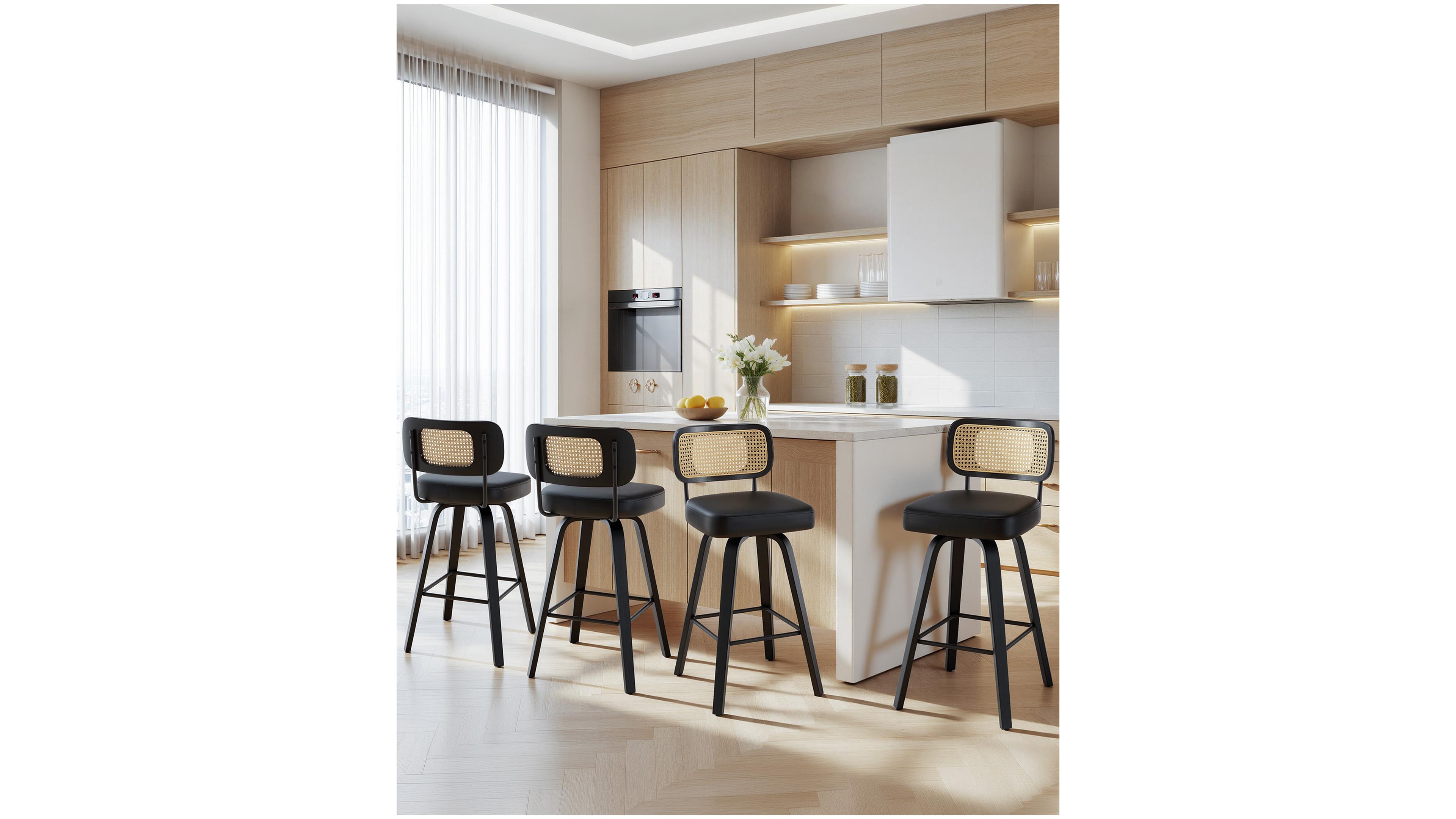 Bekrvio 26" Mid-Century Swivel Counter Height Bar Stools