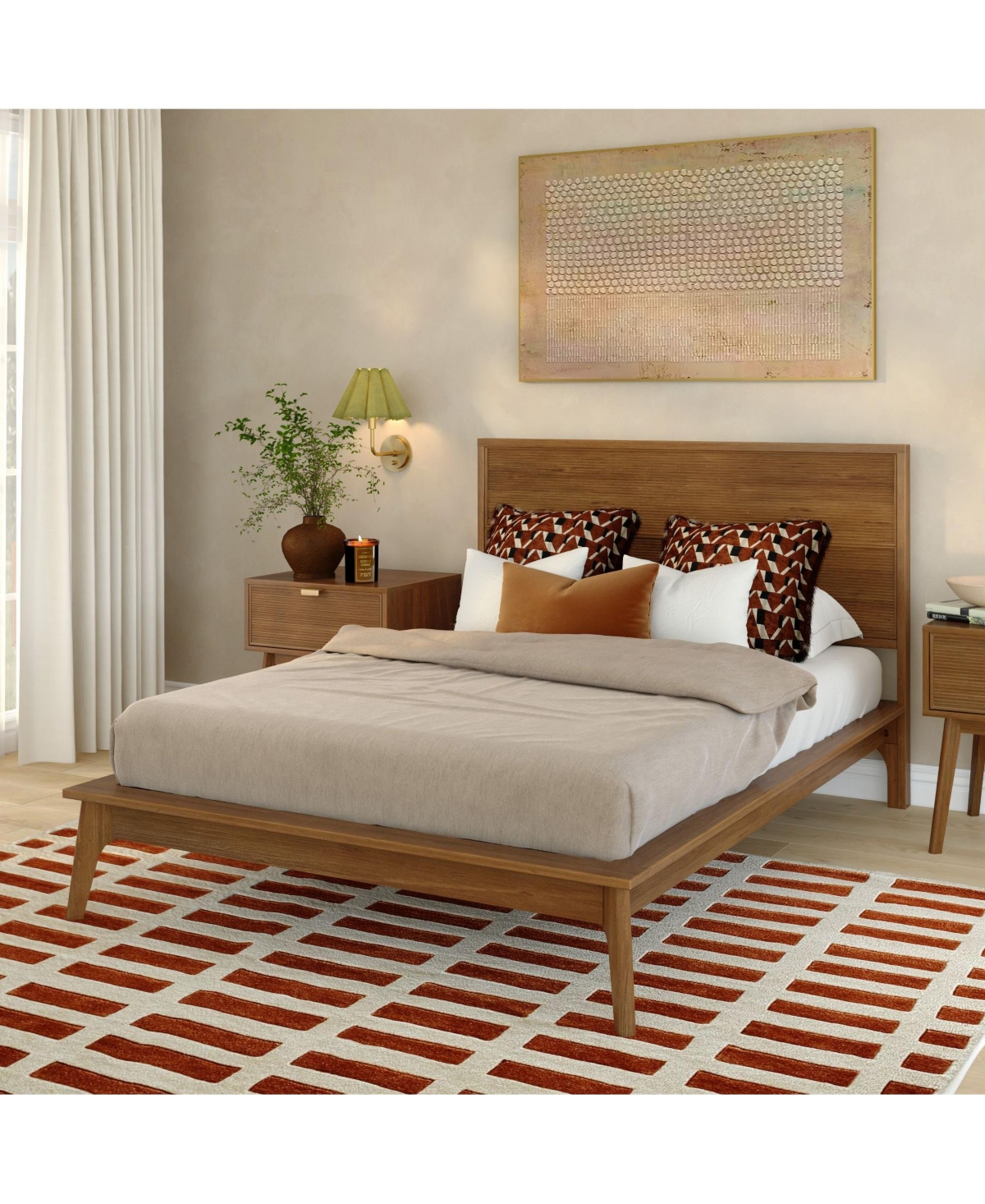 Plank+Beam Linea Tambour Full Bed, Pecan - Pecan