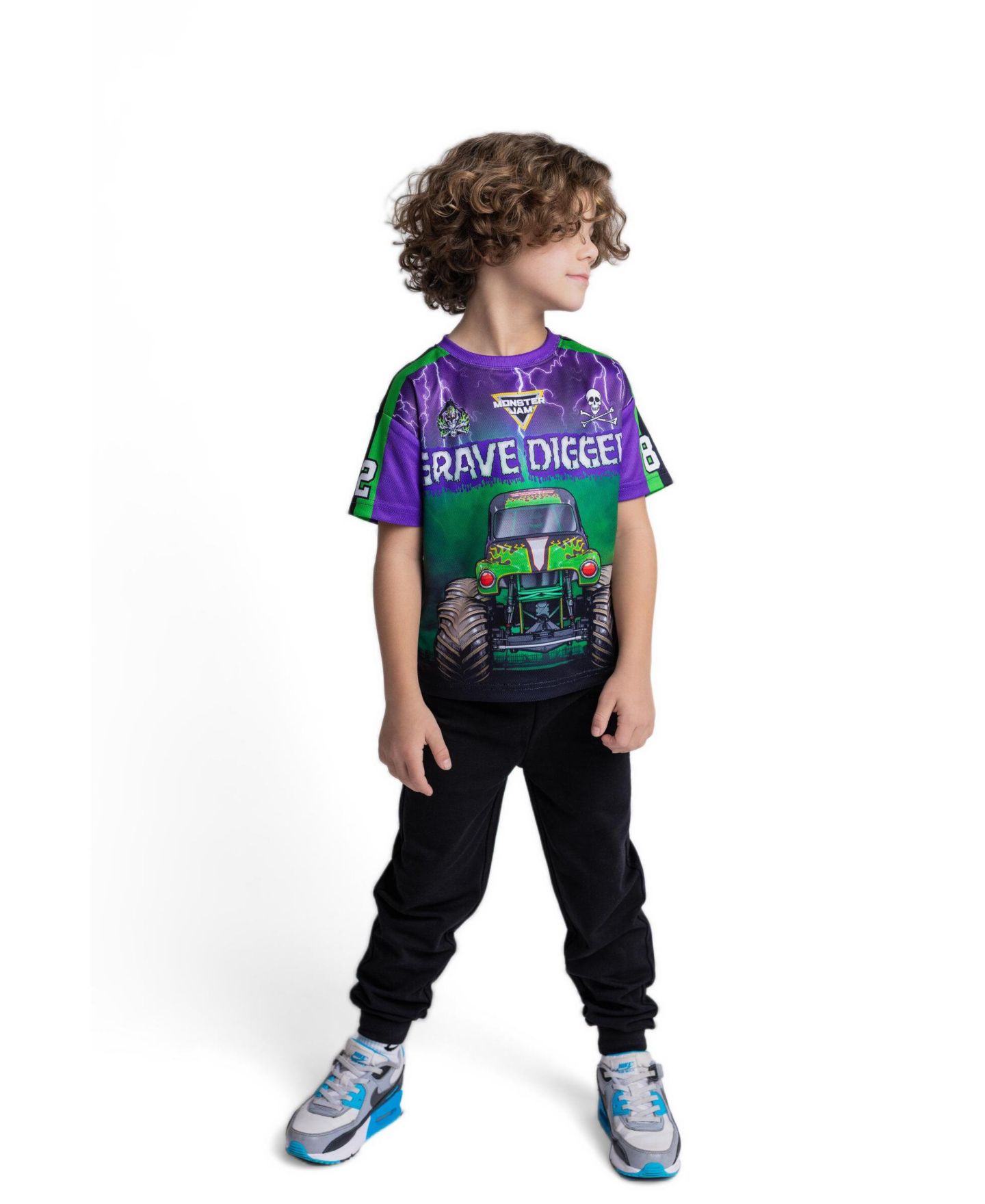 Комплект Monster Jam Grave Digger Athletic T-Shirt and Joggers, 2-Piece Set для мальчиков, цвет: Фиолетовый — фото 3