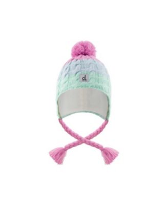 Little and Big Girl Peruvian Knit Cable-Knit Fleece-Lined Pompom Hat
