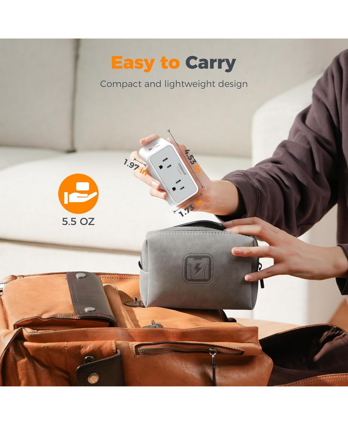 Tessan 4 Ac Outlets and 4 Usb Ports with Usb-c Outlet Extender for Compatible Devices