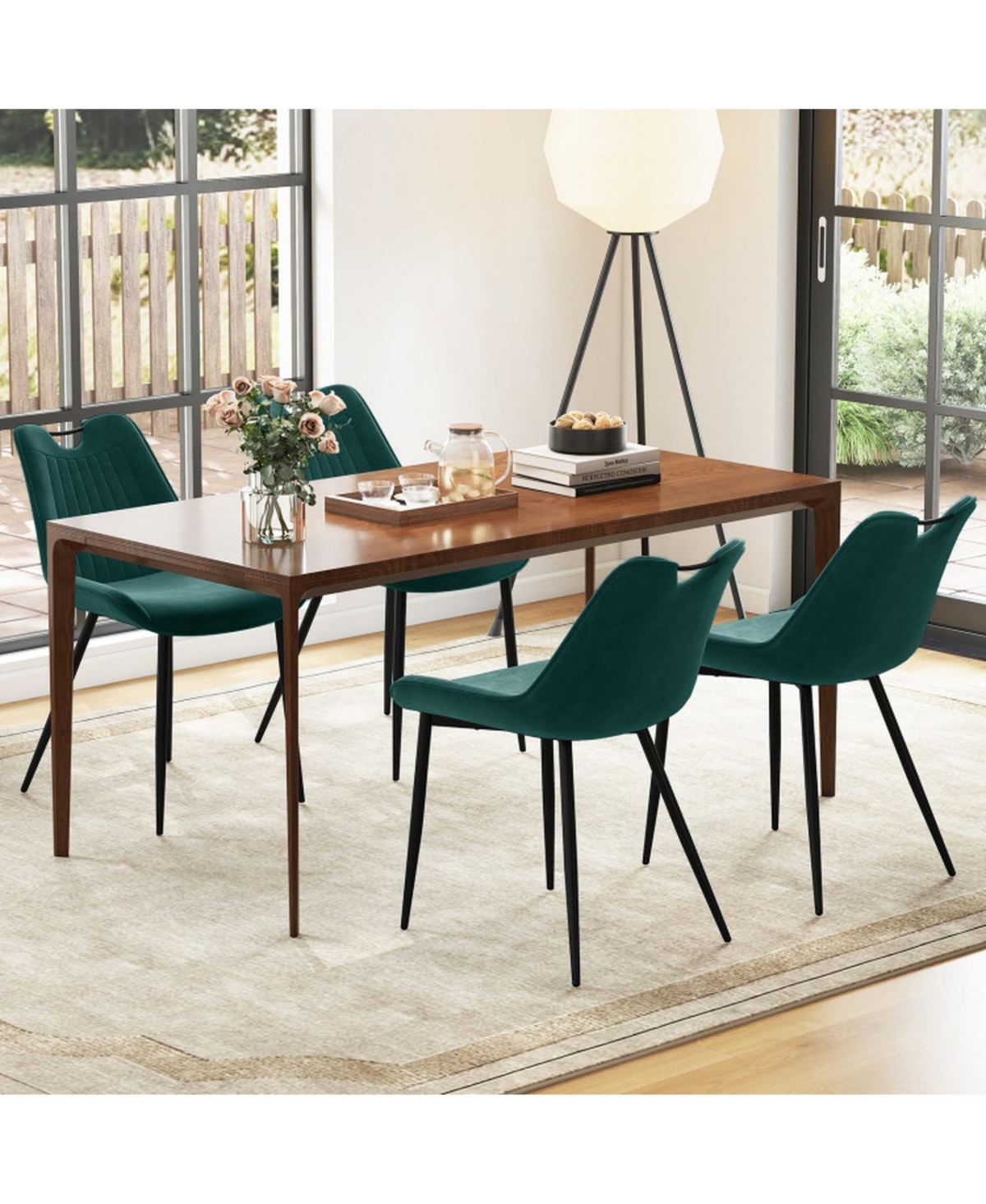 Sugift Set of 4 Faux Leather Upholstered Dining Chairs with Metal Legs for Kitchen