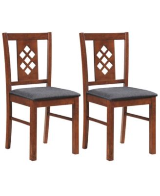 Set of 2 Linen Upholstered Kitchen Chairs with Wood Frames