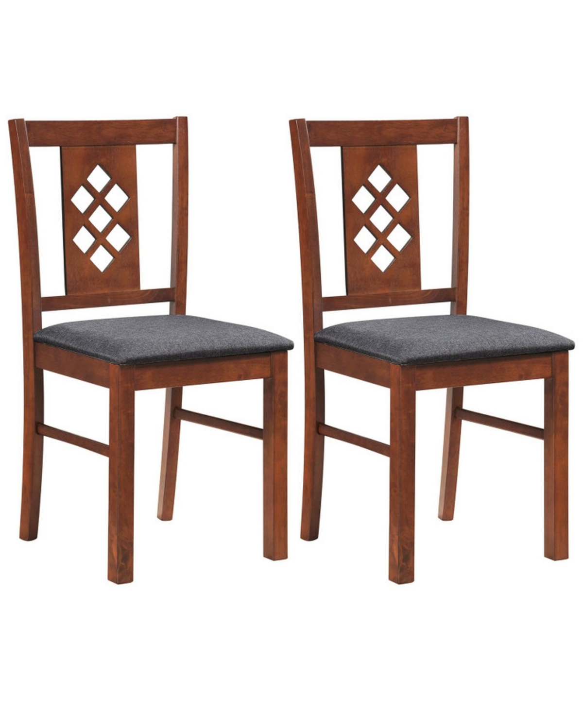 Sugift Set of 2 Linen Upholstered Kitchen Chairs with Wood Frames - Dark red