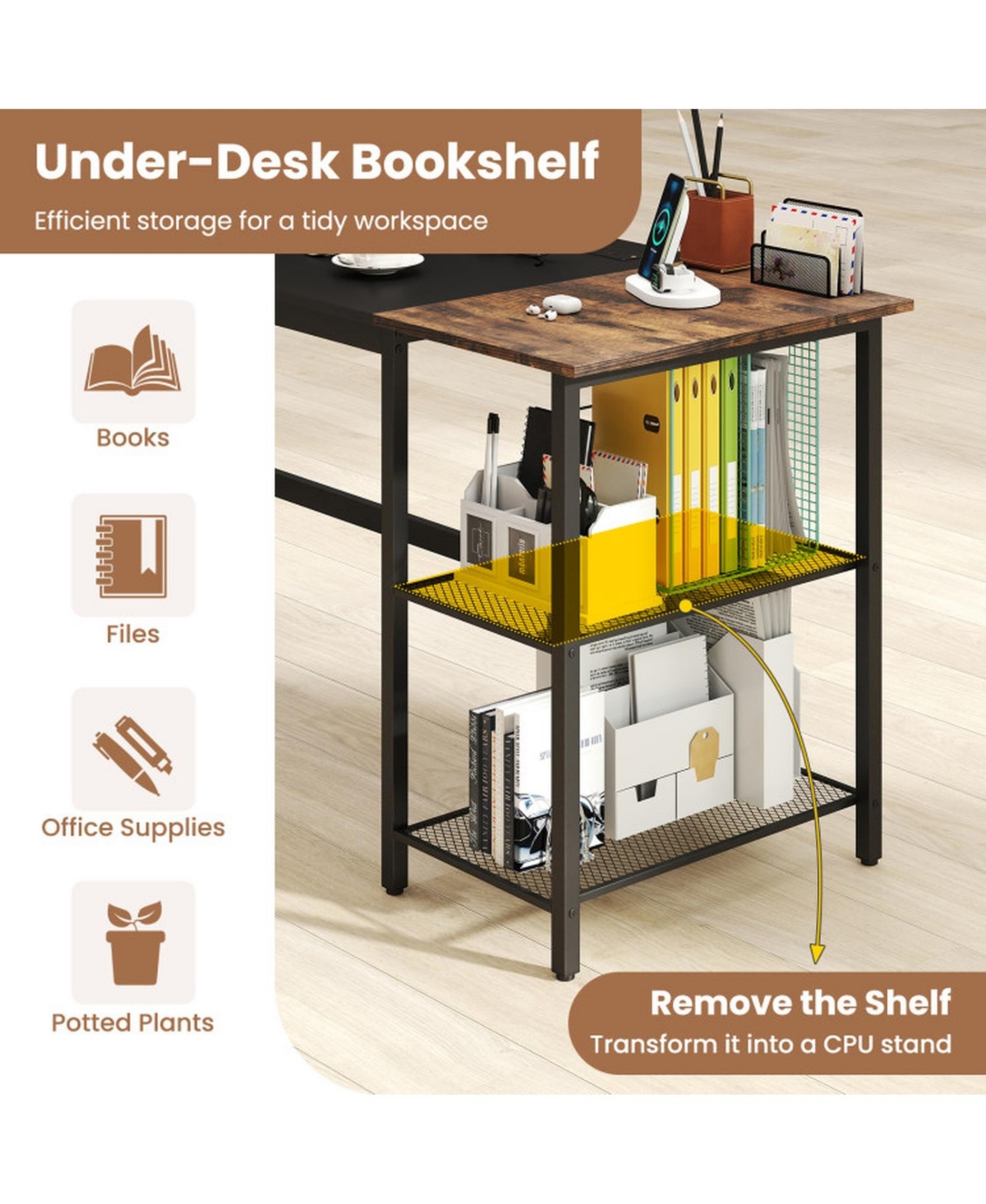 Sugift 59 inch Home Office Computer Desk with Removable Storage Shelves