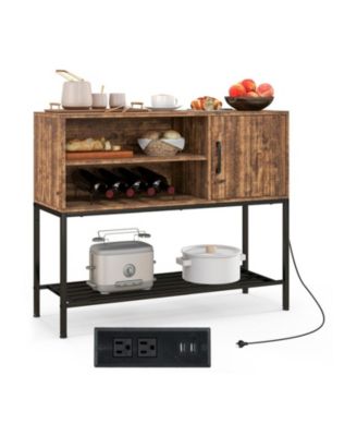 Buffet Sideboard Coffee Bar Cabinet with Power Outlets and USB Ports