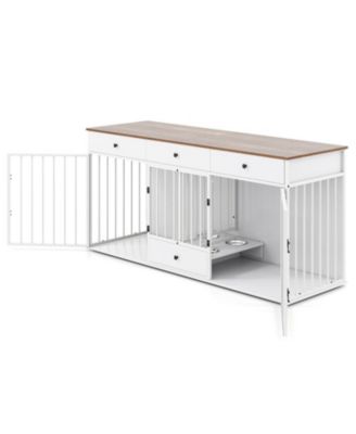 71 in Double Dog Crate TV Stand Featuring 3 Drawers