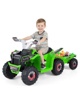 6V Kids Electric ATV Quad with Detachable Cargo Trailer, 2-Piece Set, Ages 3+
