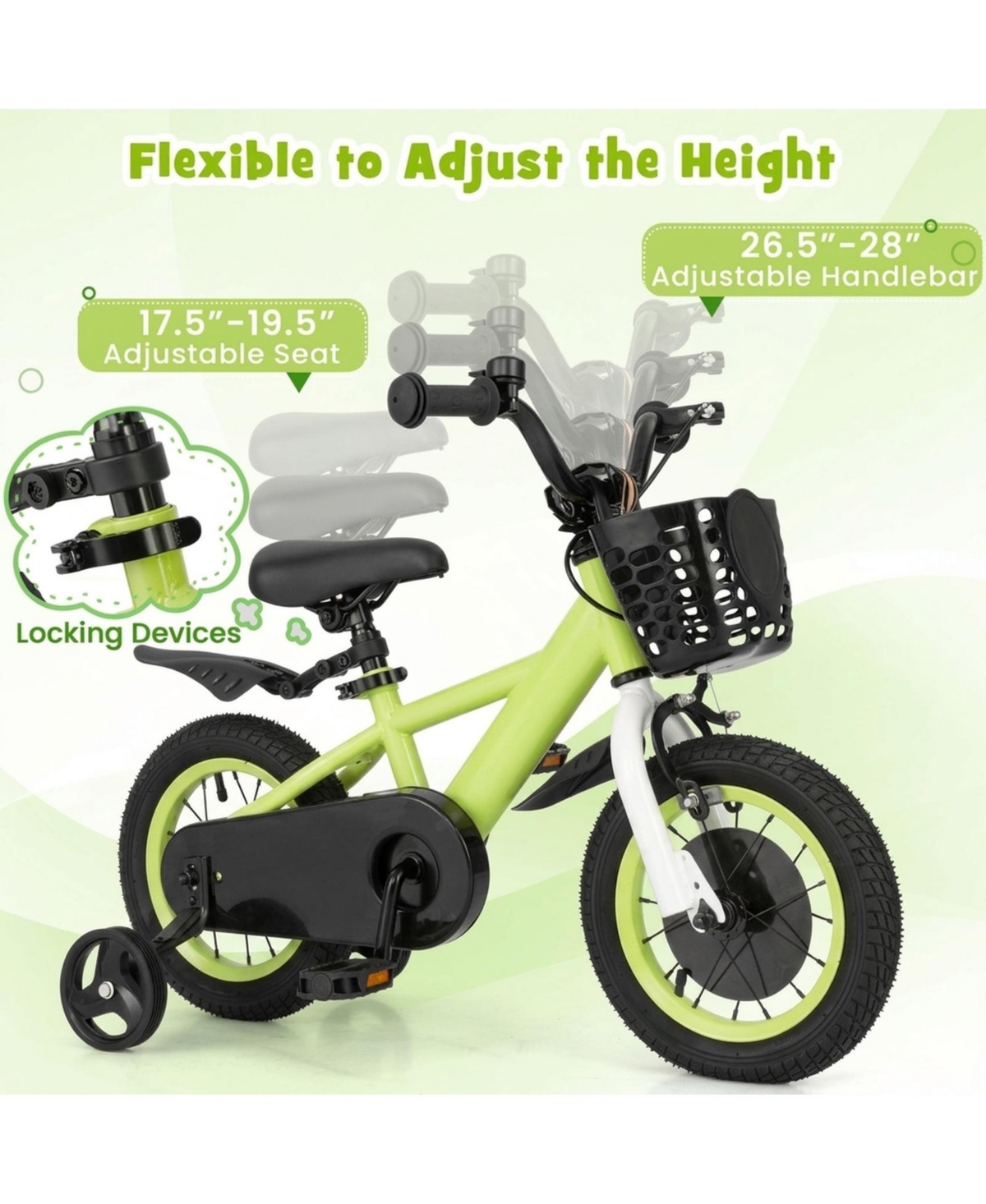 Hongge 12-Inch Kids Bike with Detachable Training Wheels, 110 lbs Capacity, Ages 3-4