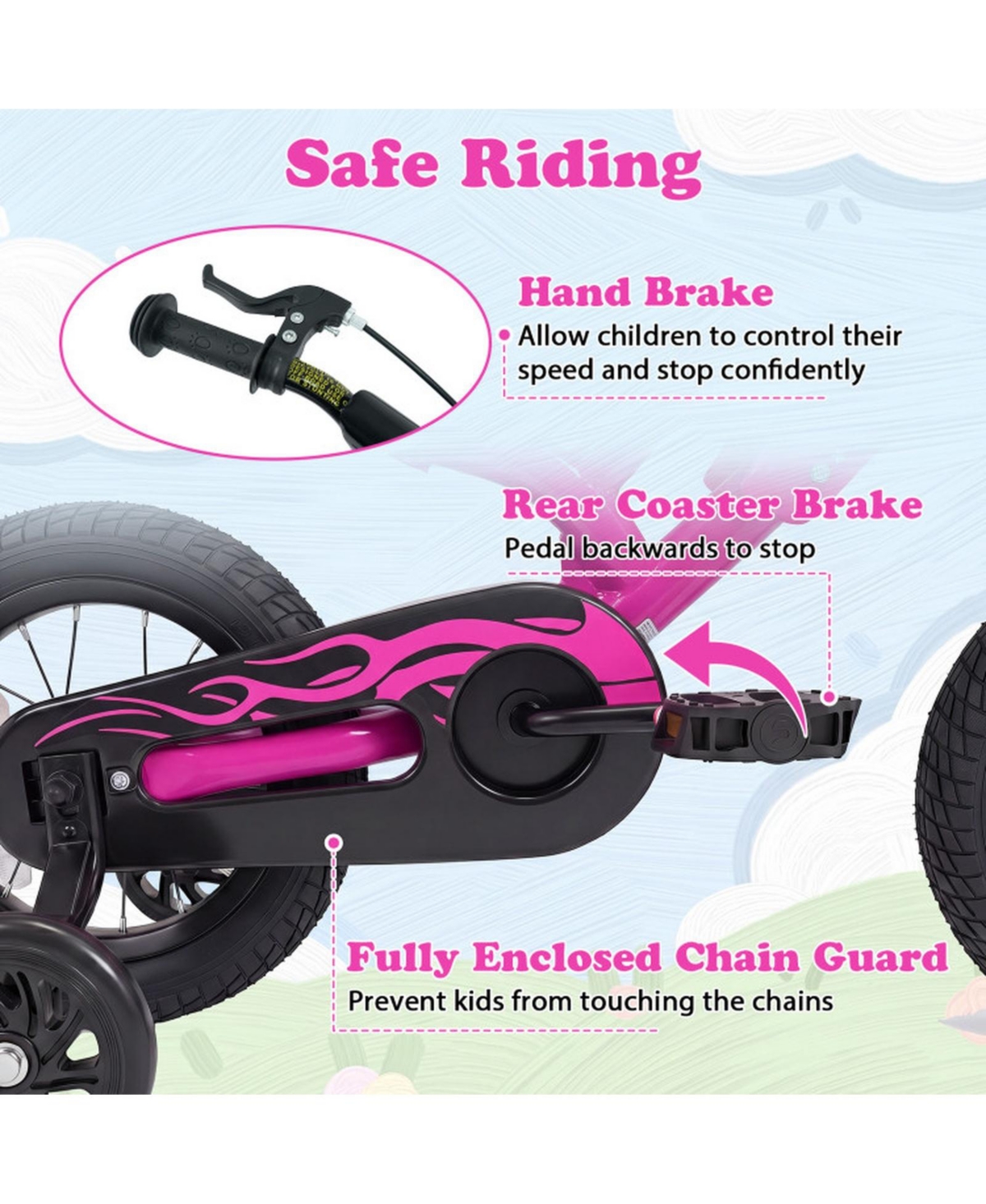 Hongge 12-Inch Motorcycle-Inspired Kids Bike with Hand Brake, Ages 3-4