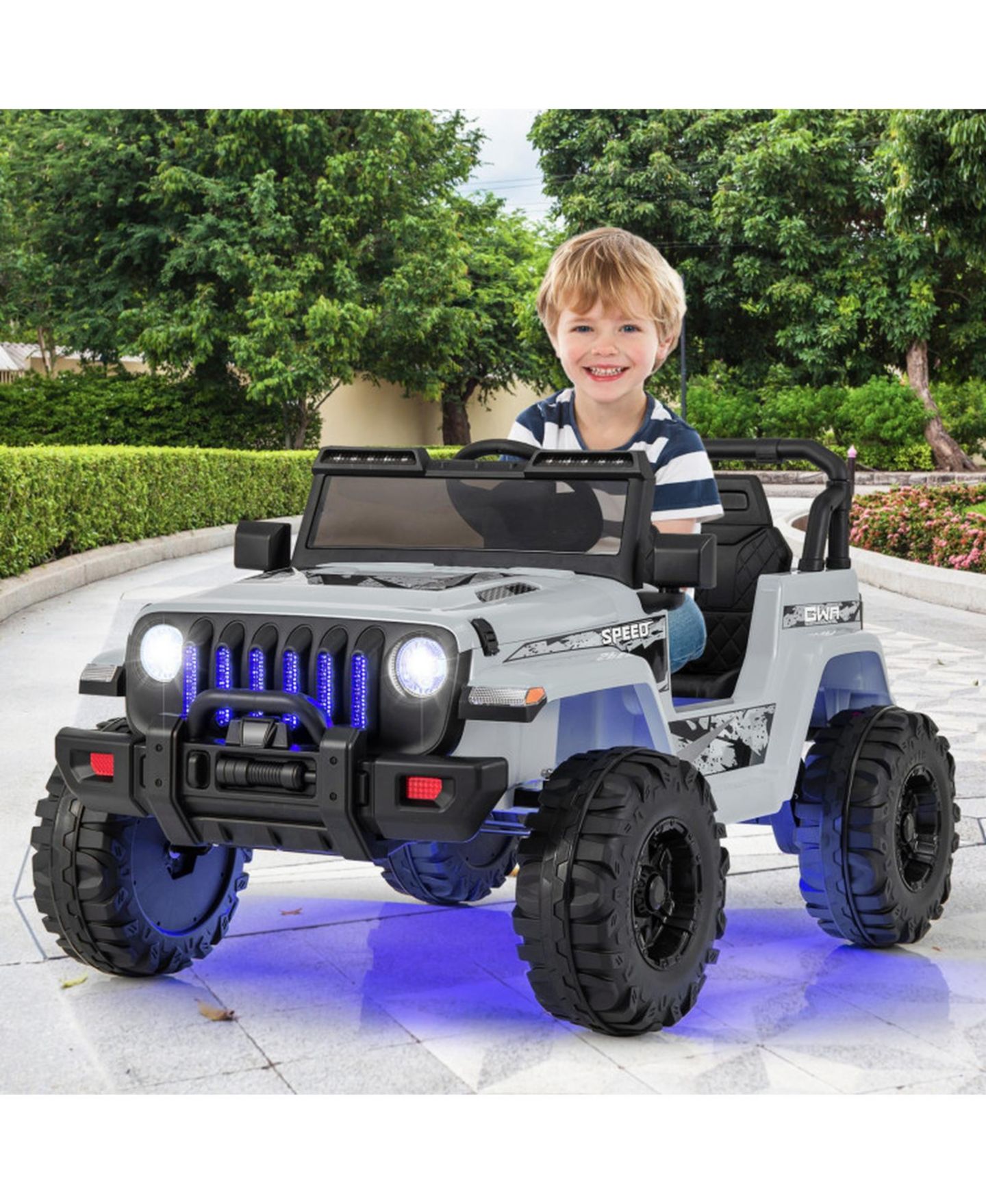 Детская игрушка HONGGE 12V Off-Road Ride-On Vehicle with Remote Control, 77 lbs Capacity, Ages 3+, цвет: Серый — фото 2