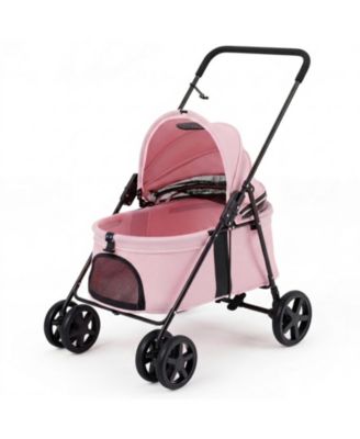 Pet Stroller for Small Medium Dogs Foldable with One-Step Rear Brake and Canopy