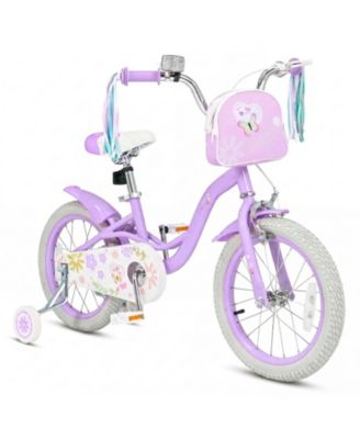 16-Inch Training Wheels Adjustable Girls Bike, 110 lb Capacity, Ages 4-7