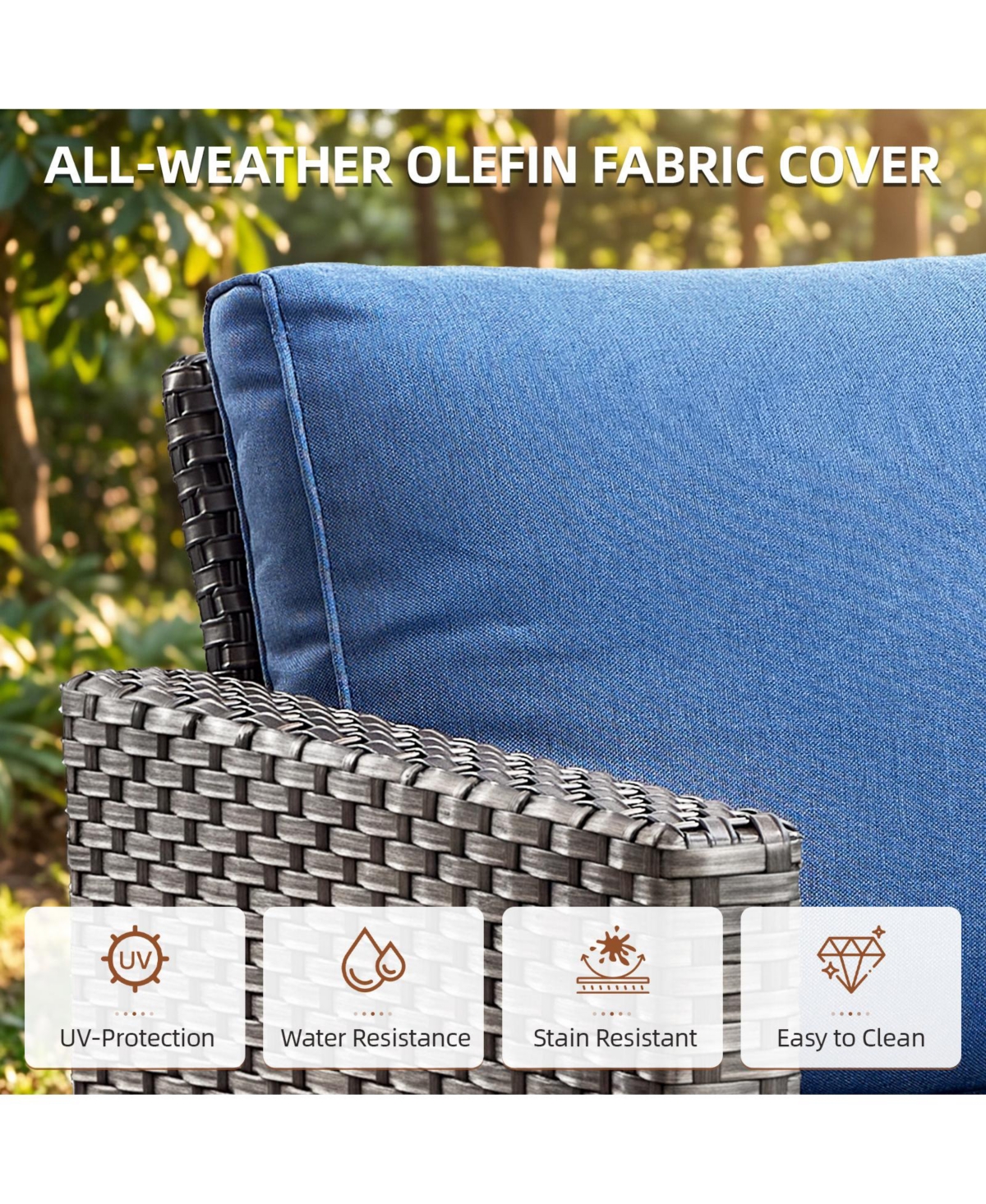 Pocassy Outdoor Sectional Sofa Pe Rattan Patio Conversation Sets, All Weather Furniture Set with Ottomans