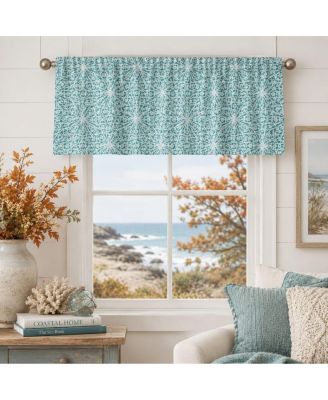 Custom Geo Coastal Chic Turquoise Rod Pocket Window Valance