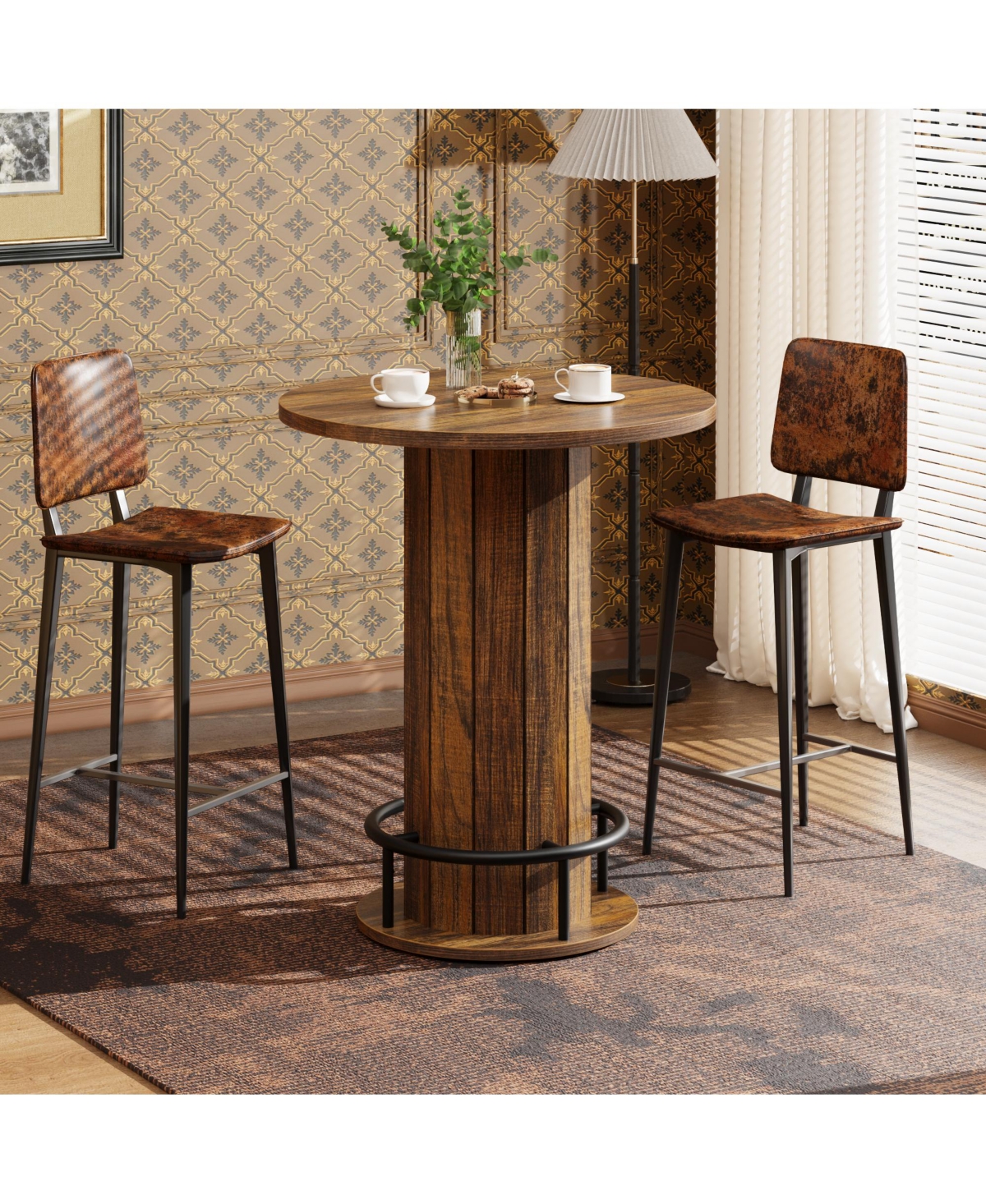 gaomon Round Bar Table, for Dining Coffee Cocktail Living Room, Small Space