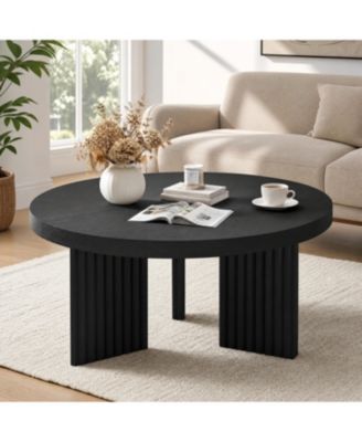 Round Coffee Table, Coffee Table for Living Room, Wood Center Table, Small Space