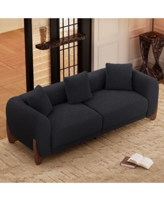 Mid Century Cloud Couch Sharp Upholstered Sofa with Waist Cushion Solid Wood Leg for Living Room Apartment