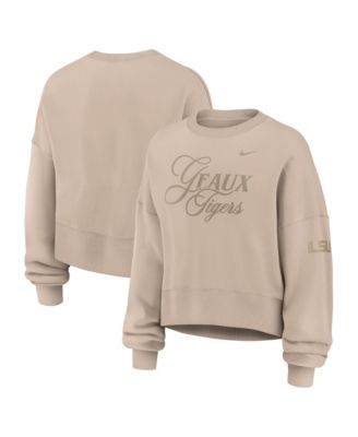 Women's Tan LSU Tigers Neutral Stance Collection Oversized Phoenix Fleece Sweatshirt