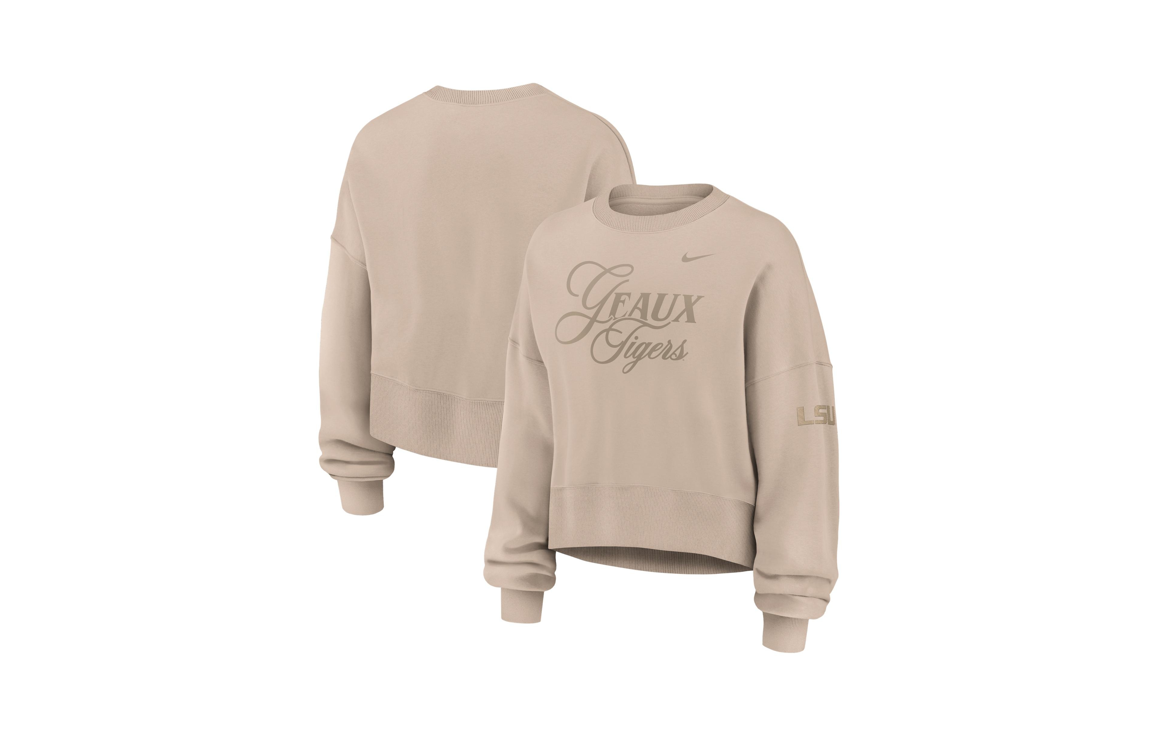 Nike Women's Tan Lsu Tigers Neutral Stance Collection Oversized Phoenix Fleece Sweatshirt