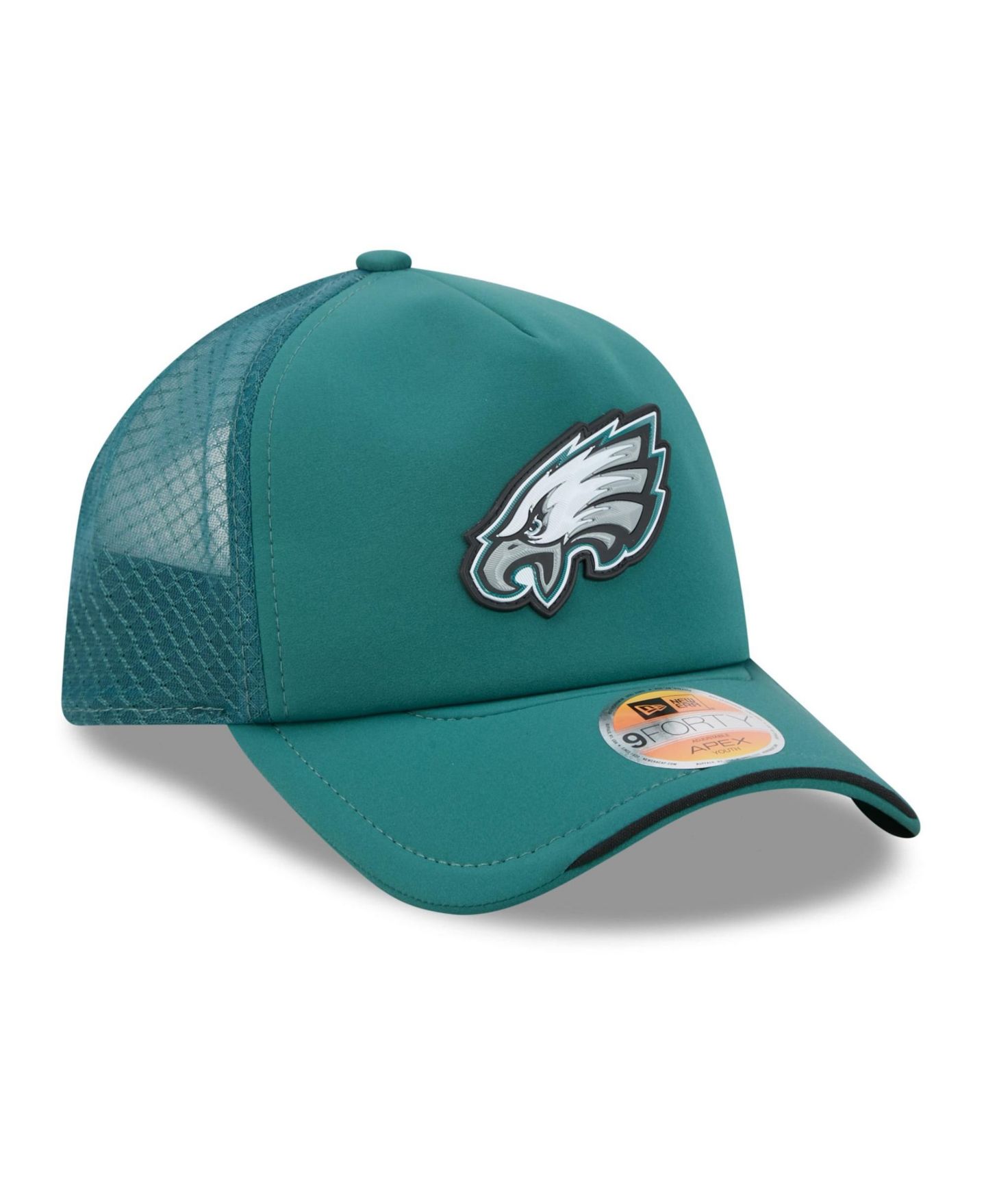 Детская кепка New Era Midnight Green Philadelphia Eagles 2026 Sideline Apex 9FORTY Adjustable Trucker Hat — фото 3