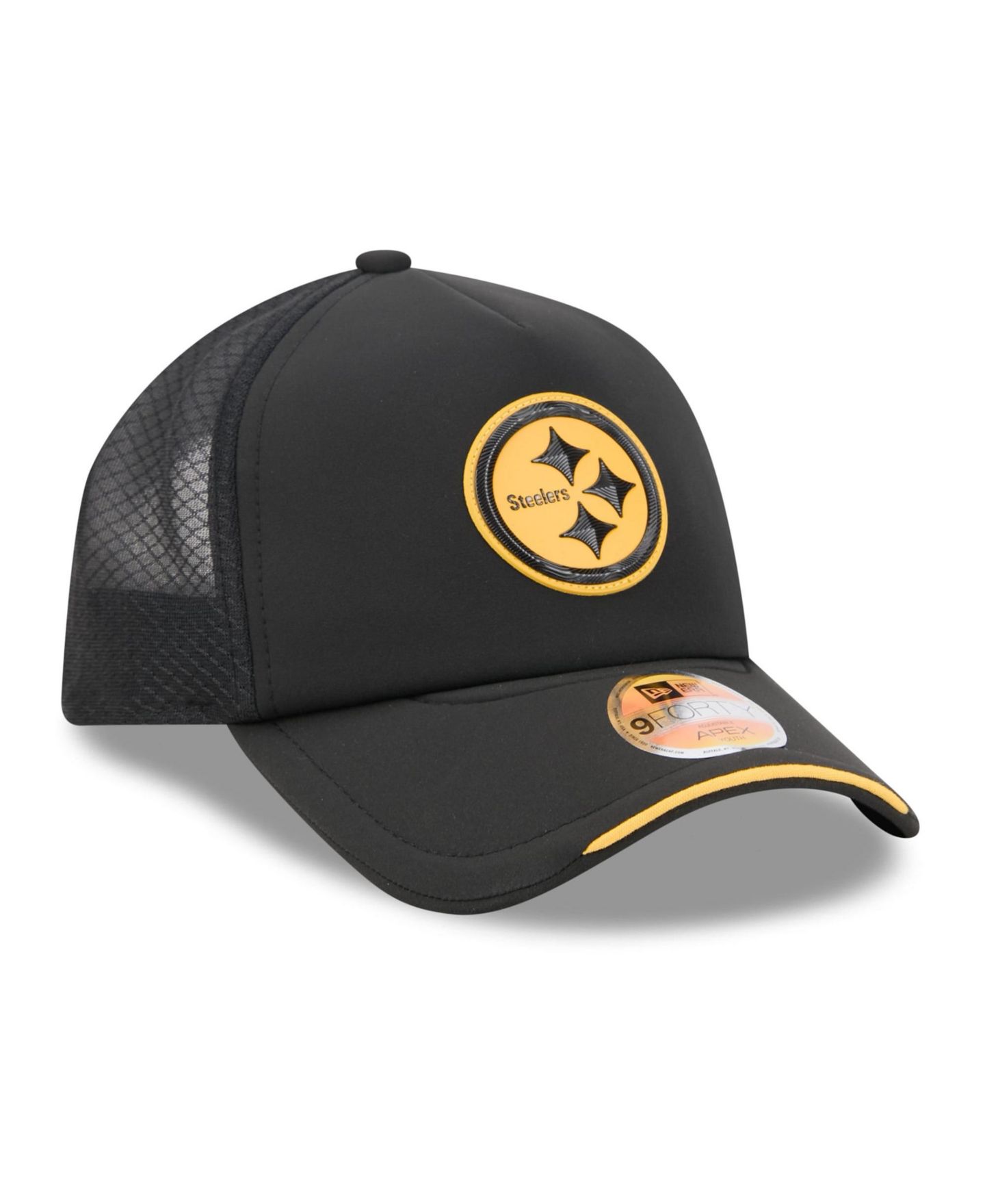 Детская кепка New Era Black Pittsburgh Steelers 2026 Sideline Apex 9FORTY Adjustable Trucker Hat — фото 5