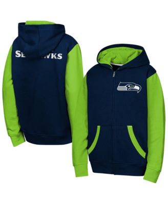 Big Boys and Girls Navy Seattle Seahawks Stadium Colorblock Full-Zip Hoodie