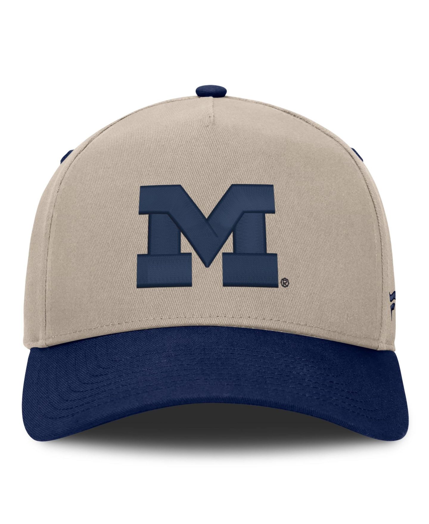 Мужская кепка Fanatics Stone/Navy Michigan Wolverines Veteran Two-Tone Adjustable Hat — фото 2