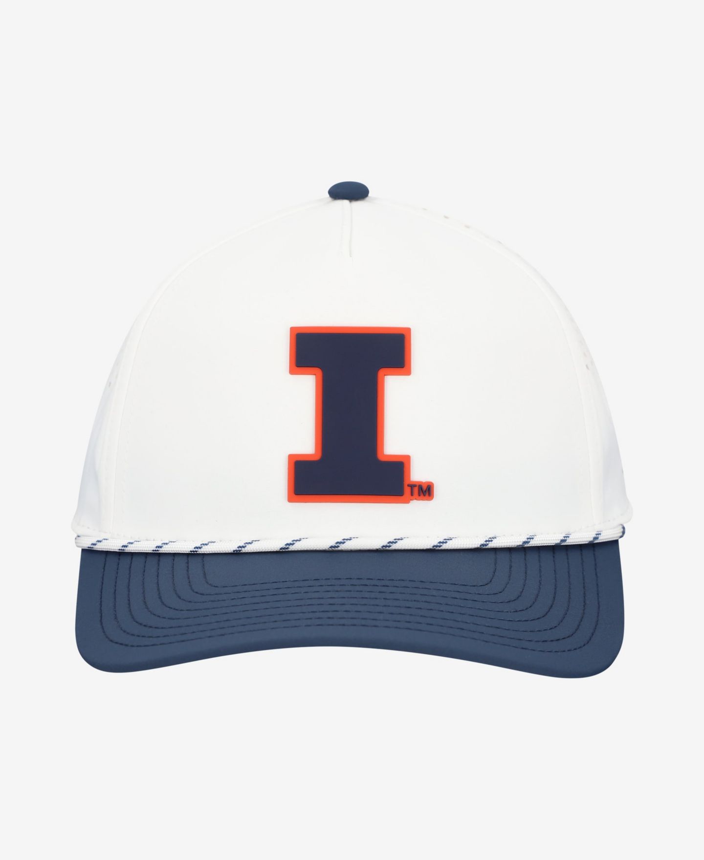 Мужской головной убор Branded Bills White/Navy Illinois Fighting Illini Classic Adjustable Rope Hat — фото 2