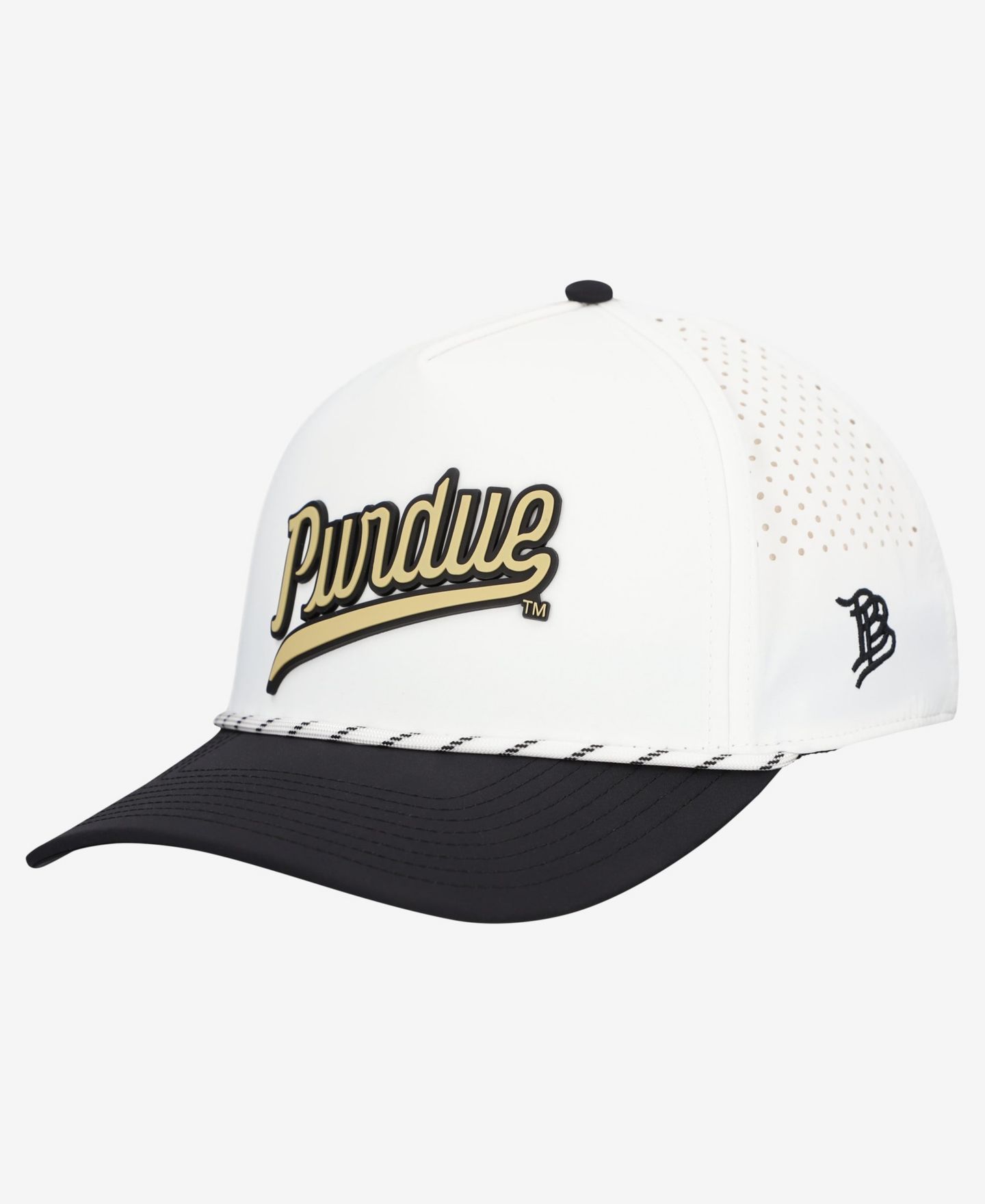 Мужской головной убор Branded Bills White/Black Purdue Boilermakers Classic Adjustable Rope Hat — фото 1