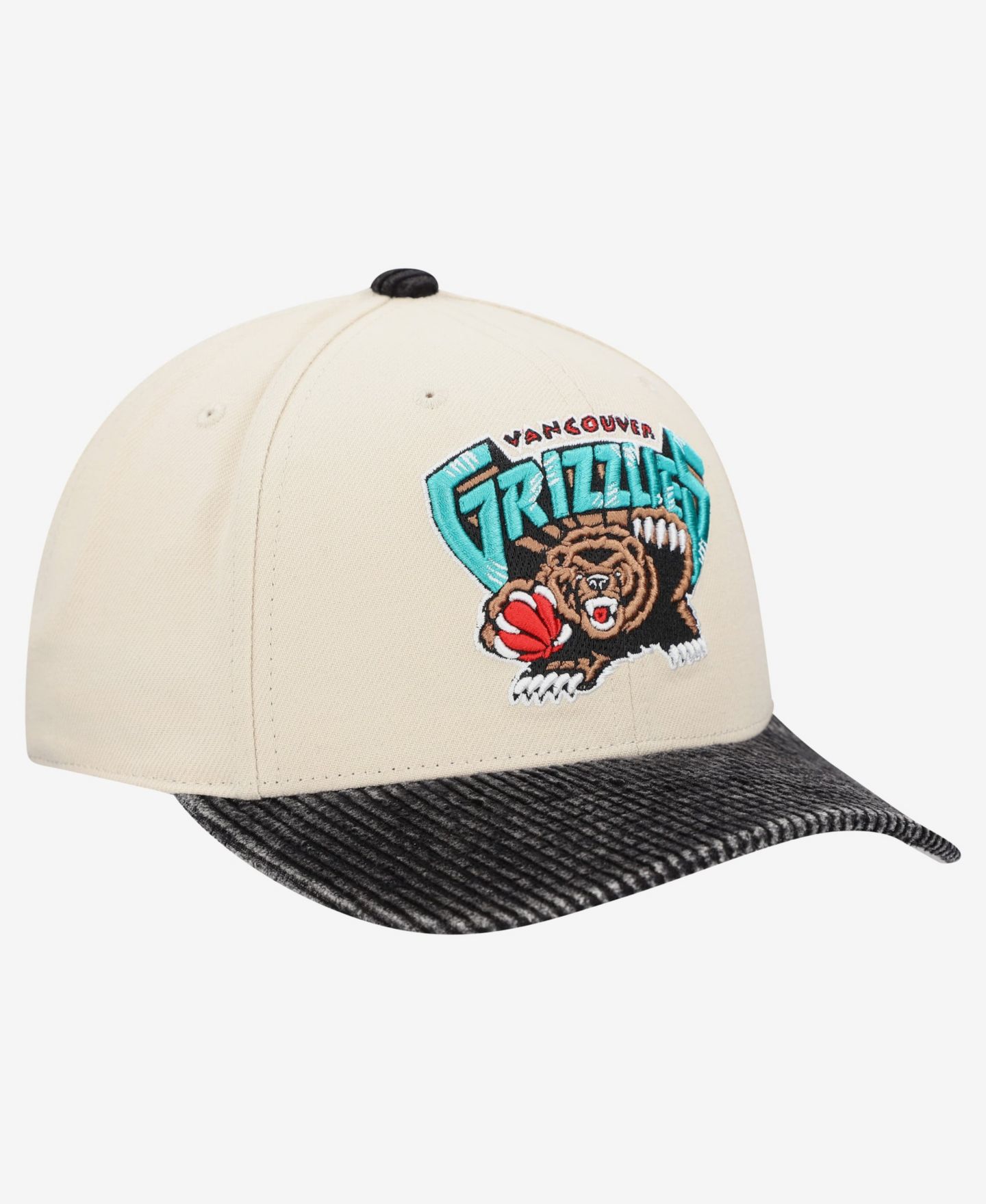 Мужская кепка Mitchell & Ness Cream Vancouver Grizzlies Washed Corduroy Pro Crown Snapback Hat — фото 2